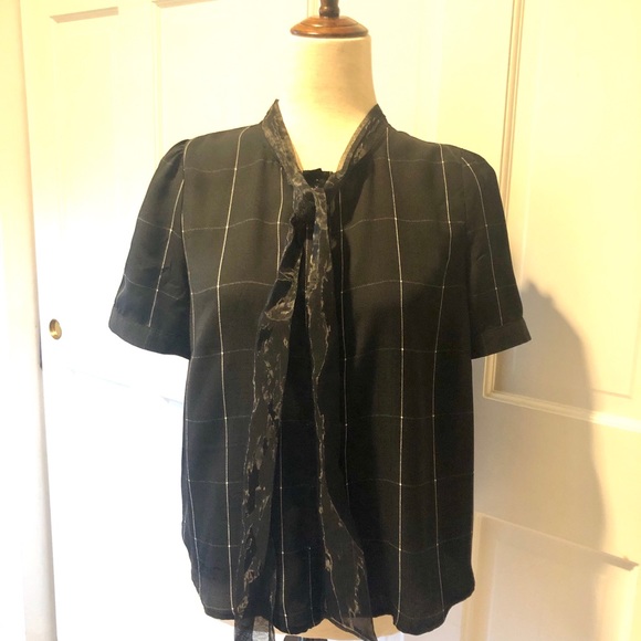 Modcloth Black Silver Shirt Organza Neck Tie NEW - Picture 5 of 9